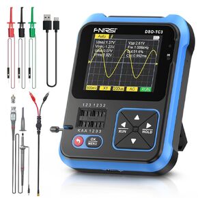【Upgraded Model] FNIRSI DSO-TC3 Oscilloscope 3-in-1 Handheld Oscilloscope DDS Signal Generator Transistor Tester Portable Oscilloscope 500Khz Bandwidth 10MSa/s Sampling Rate, 6 Types of Waveforms