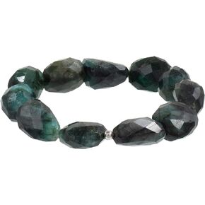 Natural Emerald Bracelet, Emerald Stretch Bracelet, Negative Energy Protection, Emerald Tumbled Bracelet, Raw Emerald Bracelet, Elastic Bracelet