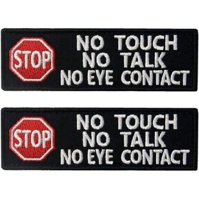 Service Dog No Touch No Talk Warning Vests/Harnesses Tactical Badge Emblem Embroidered Fastener Hook and Loop Patches Appliques 3.93 x 1.18 Inch Bubble of 2PCS