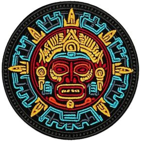 3.5" Aztec Patch - Embroidered Aztec Mayan Mexican Vintage Mixico Applique Appliques Iron On Sew On Patches for Holes, Clothing, Jeans, Hat, Backpacks, Clothes - Aztec Iron On Patch