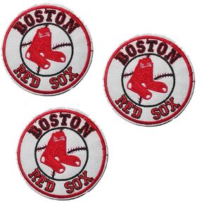 Red Sox Patch Iron On Sew On Embroidered Circle Patches for Jacket Shirts Jeans Backpack Sewing Decorating DIY Craft 3IN