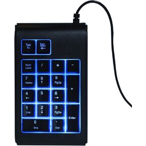 V BESTLIFE Backlit Numeric Keypad, 19‑Key USB Wired Mechanical Feel Tricolor Breathing Numeric Keyboard (Black)