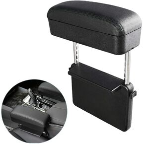 Blueshyhall Car Center Console Organizer Armrest Storage Box Holder Container, Black Leather Arm Rest Wireless Charger
