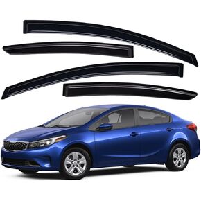 Lightronic WV94544 Outside-Mount Side Window Visors Deflectors Vent Rain Guards, Dark Smoke, 4-Pieces Set, Fits 2014-2018 Kia Forte Sedan (EXCLUDES Hatchback)