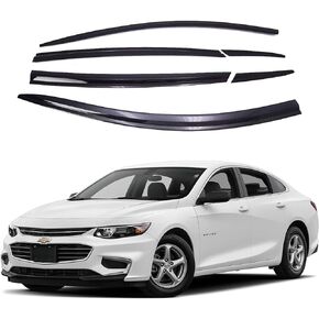 AUTOCLOVER Tape-On Rain Guards Window Visors 6 Pcs Set for Chevrolet Malibu 2016 2017 2018 2019 2020 2021 2022 2023 2024 / Window Deflectors, Out-Channel Vent Shades (Smoked)