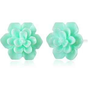 Plastic Earrings, KMEOSCH 2 Pairs Plastic Wood Scents Flowers Earrings Studs for Sensitive Ears
