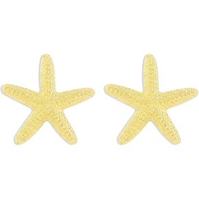 Summer Beach Large Starfish Earrings for Women Girl Geometric Gold Star Earrings Hypoallergic Statement Earrings Gold/Silver Fashion Starfish Studs Summer Beach Ocean Jewelry Gift