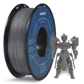 خيوط PLA أطول للطابعة ثلاثية الأبعاد، خيوط PLA 1.75 مم، دقة الأبعاد +/- 0.03 مم، بكرة 1 كجم، رمادي