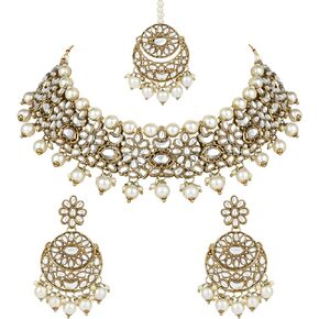 I Jewels Gold Plated Unique Design Multi layer Statement Handmade Choker Necklace Jewellery & Jhumka Earring Set For Women/Girls