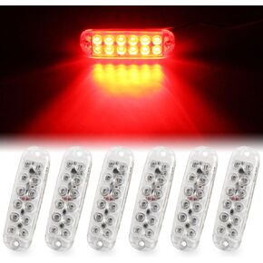 Sidaqi Surface Mount DC12-80V 12LED Emergency Flashing Strobe Lights for Truck Car Vehicle LED Mini Grille Lights Waterproof Warning Hazard Amber Strobe lights (Pack of 6)