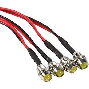 4 Pcs LED Indicator Pilot Dash Light,12V 8mm Aluminum Pilot Lights for Speedometer Odometer Tachometer (Color : Amber) Car Interior Lighting Supplies Led Indicator Light 12V