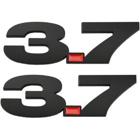 2pcs 3.7 Fender Side Emblems Badge 3D Decal Sticker Replacement for Mustang (Black)