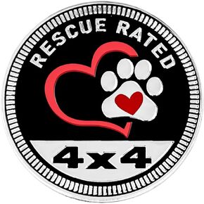 1Pc Rescue Paw Badge Rated Car Emblem, 4 x 4 Automotive Car Badge Decals Stickers 3D Metal Car Badges Round Emblem Decals Compatible with Jeep Wrangler Vehicles Trucks SUV, Automotive