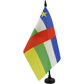AZ FLAG Central African Republic Table Flag 5'' x 8'' - Central Africa Desk Flag 21 x 14 cm - Black Plastic Stick and Base