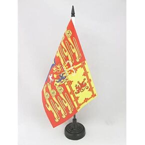 AZ FLAG United Kingdom Royal Standard Table Flag 5'' x 8'' - UK Royal Standard Desk Flag 21 x 14 cm - Black Plastic Stick and Base