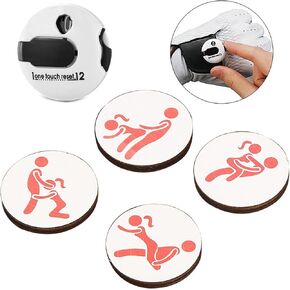 4Pcs Golf Ball Markers Assorted Patterns,1Pcs Mini Golf Hat Clip with Reset Score Counter,for Adult Humor Men Women,Wooden Personalized Markers,Premium Gifts(5Pcs)