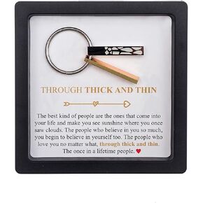 Thick and Thin Keychain - Friendship Gifts for Women Friends Long Distance Keychain, Best Friend Keychain Birthday Gifts for Women Friendship Soul Sister BFF Jewelry