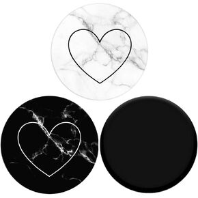 حامل للهواتف المحمولة والأجهزة اللوحية قابل للطي - (3 عبوات) رخام أبيض وأسود على شكل قلب in Kuwait