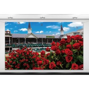 Kentucky Derby 150th Photo Booth Backdrop 2024 Churchill Downs Horse Racing Rose Indoor Outdoor Party Photography Home Wall Background Decoration (5.9×3.6ft)