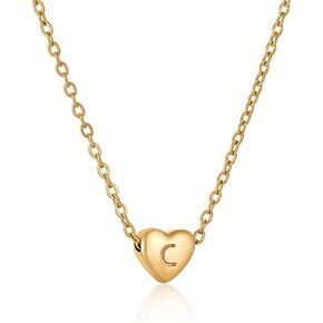 18K Gold Clover Letters Necklaces for Women, Four Leaf Clover Necklace Pendant, Tiny Lovely Letters Gift for Women Girls, Adjustable Slider