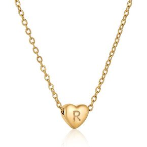 18K Gold Clover Letters Necklaces for Women, Four Leaf Clover Necklace Pendant, Tiny Lovely Letters Gift for Women Girls, Adjustable Slider