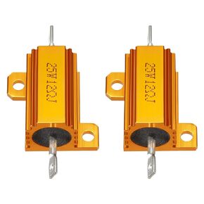 YOKIVE 2 Pcs Aluminum Case Resistor, Office LED Converter Replacement Wirewound Resistance, Great for Daily Use (Gold, 25W 12 Ohm)
