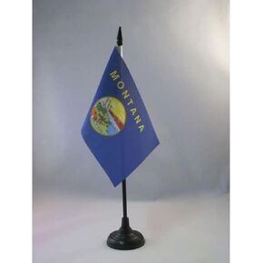 AZ FLAG Montana Table Flag 4'' x 6'' - US State of Montana Desk Flag 15 x 10 cm - Black Plastic Stick and Base
