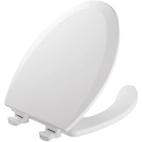 MAYFAIR 8440EC 000 Open Front Toilet Seat will Never Loosen and Easily Remove, ROUND, Durable Enameled Wood, White