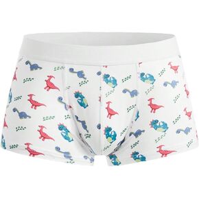 WDIRARA Men's Cartoon Graphic Print Boxer Brief Soft Underwear Trunks