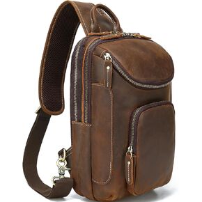 حقيبة كتف كلاسيكية من الجلد الأصلي مضادة للسرقة وحقيبة كتف على الصدر للرجال تناسب جهاز iPad مقاس 11 بوصة in Kuwait