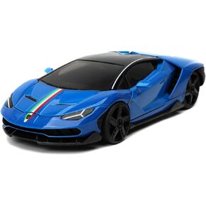 Lamborghini Centenario Blue with Black Top with Stripes Hyper-Spec Series 1/24 Diecast Model Car by Jada 32714