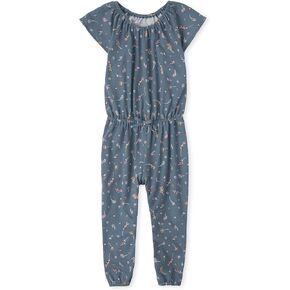 The Children's Place Baby Toddler Girls Short Sleeve Fashion Romper, Lake Blue, 6-9 Months