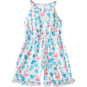 Toddler Baby Girl Romper Sleeveless Halter Neck One Piece Strap Jumpsuit Cute Little Girl Summer Clothes With Side Pockets