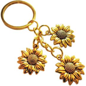 Gold Sunflower Pendant Keychain Chain Tassel Key Chain Key Ring Keyring For Women Girls
