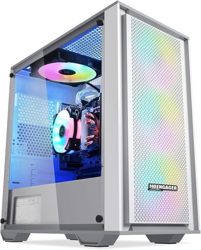 كمبيوتر مكتبي للألعاب - AMD Ryzen 5 5600G 6 core 3.9 جيجا هرتز - 16 جيجا DDR4 3200 ميجا هرتز - 1 تيرابايت M.2 NVMe - Windows 11 Pro - WiFi - كمبيوتر ألعاب (أبيض) in Kuwait