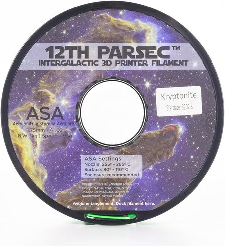 12th Parsec – ASA Filament 1.75mm for 3D Printing – UV-Resistant & Heat-Resistant Filament for Functional Out-of-This-World 3D Prints (Helmet Black (Matte) - 2KG) in Saudi Arabia