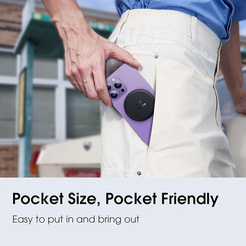 [الكل في 1] حامل هاتف CASEKOO من الجلد النباتي لحامل هاتف MagSafe [تصميم قبضة مريح] لهاتف وحافظات MagSafe، حامل هاتف قابل للتعديل لهاتف iPhone 14، 13، 12 Pro/Max/Plus، أسود in Kuwait