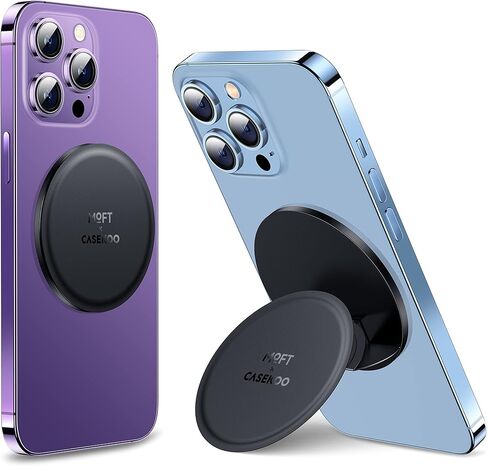 [الكل في 1] حامل هاتف CASEKOO من الجلد النباتي لحامل هاتف MagSafe [تصميم قبضة مريح] لهاتف وحافظات MagSafe، حامل هاتف قابل للتعديل لهاتف iPhone 14، 13، 12 Pro/Max/Plus، أسود in Kuwait