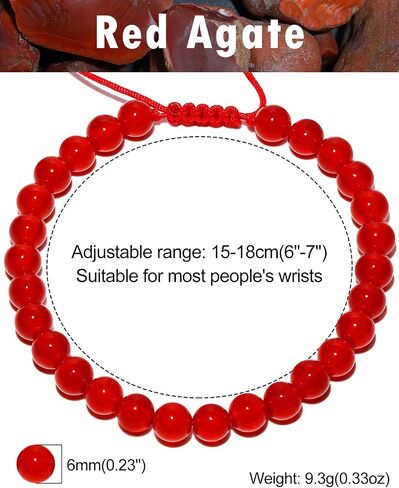 6mm Semi-Precious Stone Bracelets for Women Adjustable Handmade Positive Energy Crystals Beaded Bracelets Unisex in Saudi Arabia