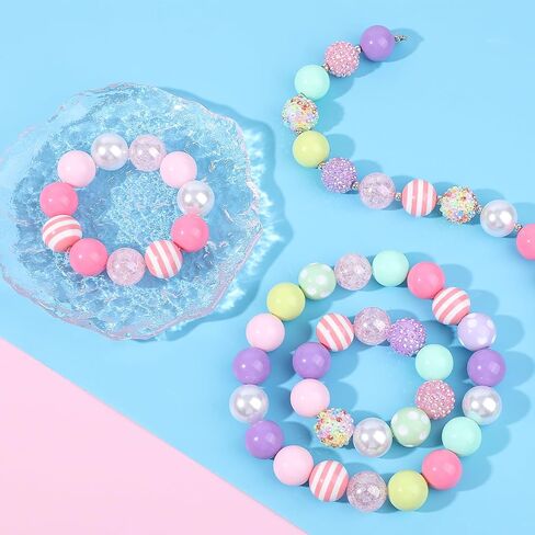 100PCS Chunky Bubblegum Beads 20mm, Colorful Large Gumball Rhinestone Pearl Bead Loose Beads with Spacers, Beading Wire, Round Bubble Gum Beads for Pens Jewelry Bracelet Necklace Making Crafts in Kuwait
