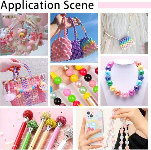 100PCS Chunky Bubblegum Beads 20mm, Colorful Large Gumball Rhinestone Pearl Bead Loose Beads with Spacers, Beading Wire, Round Bubble Gum Beads for Pens Jewelry Bracelet Necklace Making Crafts in Kuwait