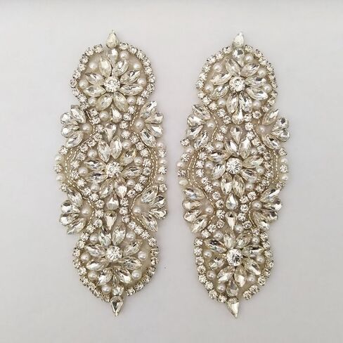 2 Pieces Rhinestone Applique Rhinestone Hot Fix Applique Rhinestone Iron on Patch LSAP008 in Saudi Arabia