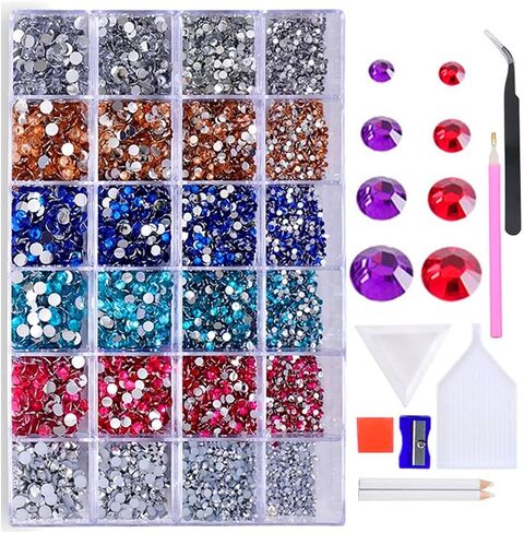 SS4-SS20 Nail Rhinestone Mix Size Color Clear Crystal Glass Rhinestones Non HotFix Gold Flatback Rhinestones Decorations DIY Glitter Stones Nail Gems 3D Nail Art Accessories 35 Options in Saudi Arabia