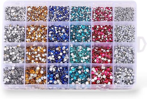 SS4-SS20 Nail Rhinestone Mix Size Color Clear Crystal Glass Rhinestones Non HotFix Gold Flatback Rhinestones Decorations DIY Glitter Stones Nail Gems 3D Nail Art Accessories 35 Options in Saudi Arabia