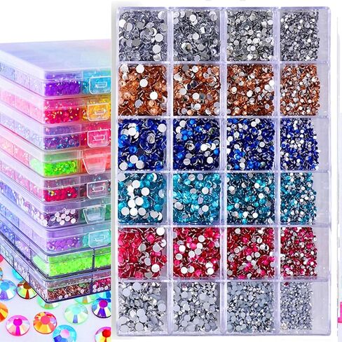 SS4-SS20 Nail Rhinestone Mix Size Color Clear Crystal Glass Rhinestones Non HotFix Gold Flatback Rhinestones Decorations DIY Glitter Stones Nail Gems 3D Nail Art Accessories 35 Options in Saudi Arabia