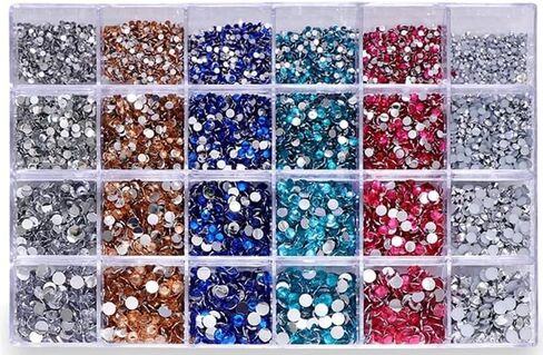 SS4-SS20 Nail Rhinestone Mix Size Color Clear Crystal Glass Rhinestones Non HotFix Gold Flatback Rhinestones Decorations DIY Glitter Stones Nail Gems 3D Nail Art Accessories 35 Options in Saudi Arabia