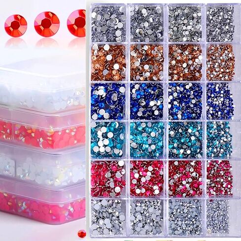 SS4-SS20 Nail Rhinestone Mix Size Color Clear Crystal Glass Rhinestones Non HotFix Gold Flatback Rhinestones Decorations DIY Glitter Stones Nail Gems 3D Nail Art Accessories 35 Options in Saudi Arabia