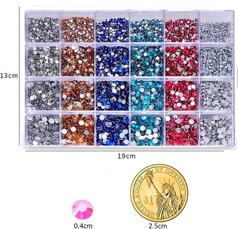 SS4-SS20 Nail Rhinestone Mix Size Color Clear Crystal Glass Rhinestones Non HotFix Gold Flatback Rhinestones Decorations DIY Glitter Stones Nail Gems 3D Nail Art Accessories 35 Options in Saudi Arabia