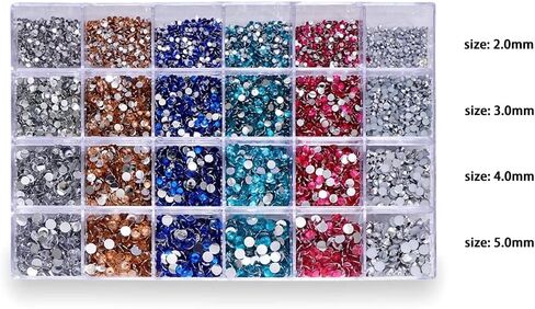 SS4-SS20 Nail Rhinestone Mix Size Color Clear Crystal Glass Rhinestones Non HotFix Gold Flatback Rhinestones Decorations DIY Glitter Stones Nail Gems 3D Nail Art Accessories 35 Options in Saudi Arabia
