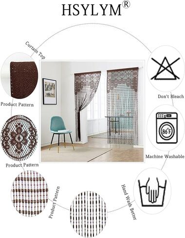 String Door Privacy Lace Curtain Macrame Boho Doorway Window Curtains for Wall Divider Windows Door Covers Decorative Room Separation (35×79in/90×200cm,Black) in Kuwait